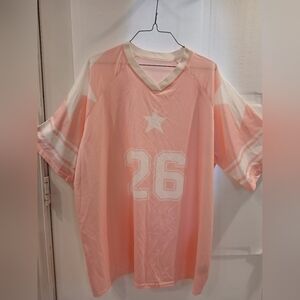 ROMWE Pink and White Star Jersey Top